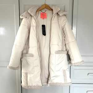 J Crew Ivory Wintress Puffer with Sherpa Trim Size Small
